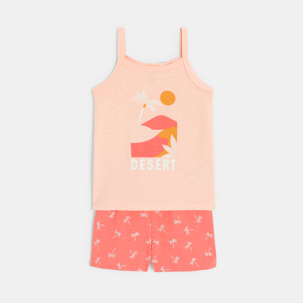 بيجاما قطعتين شورت من الجيرسيه، عليها صورة المشمش للفتيات 